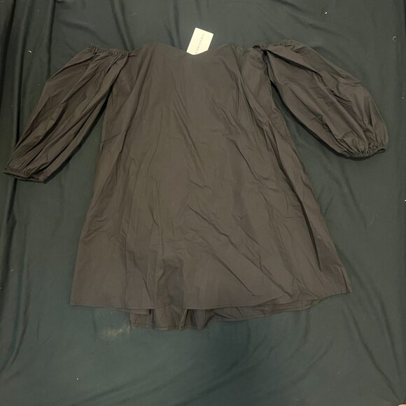 -NWT- BIRD & KNOLL PARKER COTTON POPLIN OFF-THE-SHOUDER DRESS IN BLACK SZ M - Picture 3 of 4